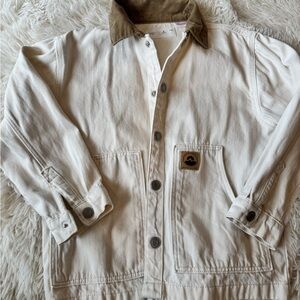 Zara Cream Jacket with Brown Corduroy Collar